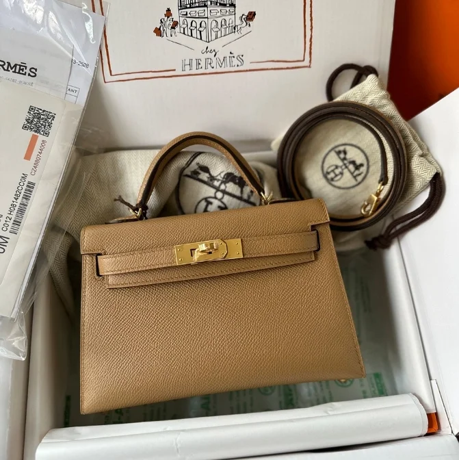 에르메스 미니 켈리 20 셀리에 카멜 골드 하드웨어 (100% HAND MADE)