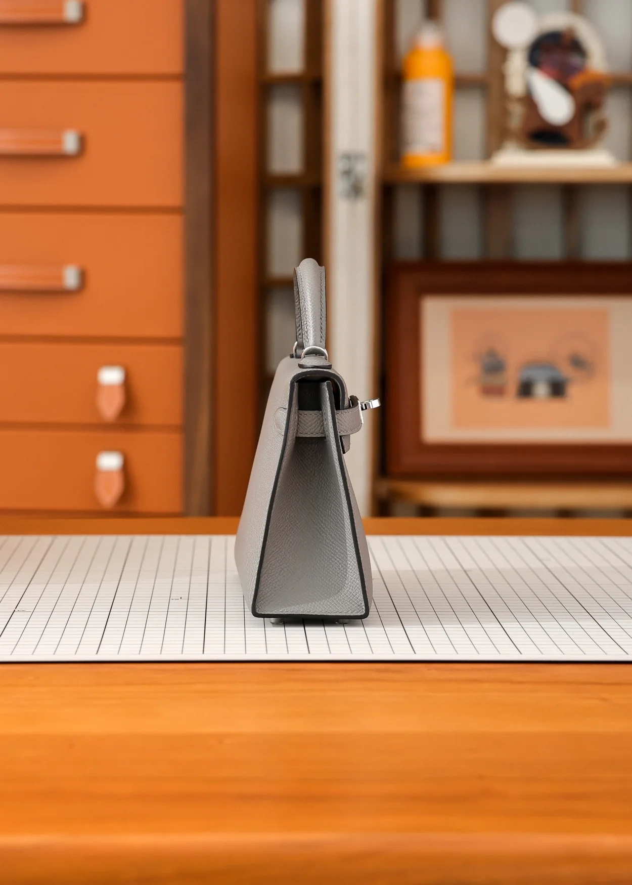 에르메스 미니 켈리 셀리에 그레이 팔라듐 하드웨어 (100% HAND MADE)