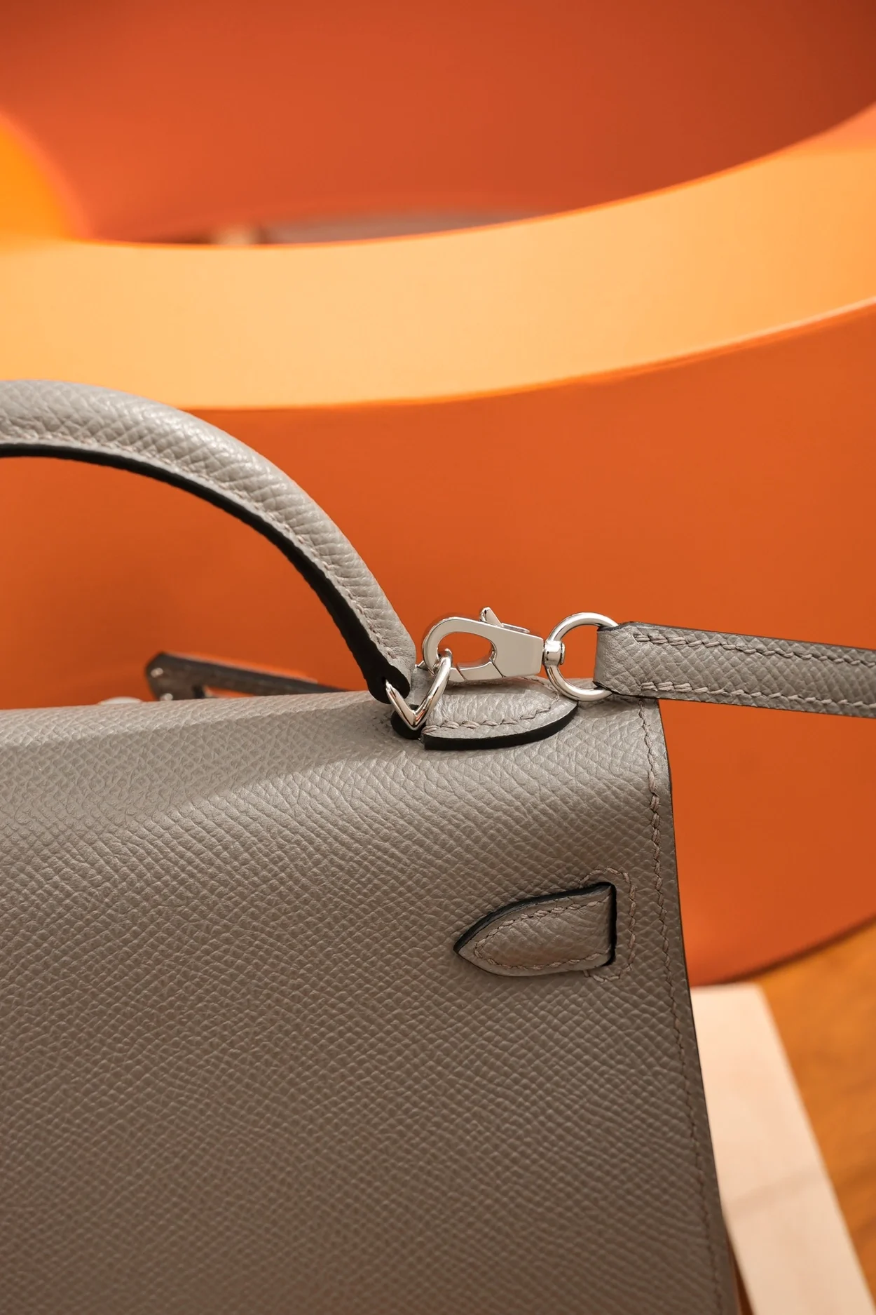 에르메스 미니 켈리 셀리에 그레이 팔라듐 하드웨어 (100% HAND MADE)